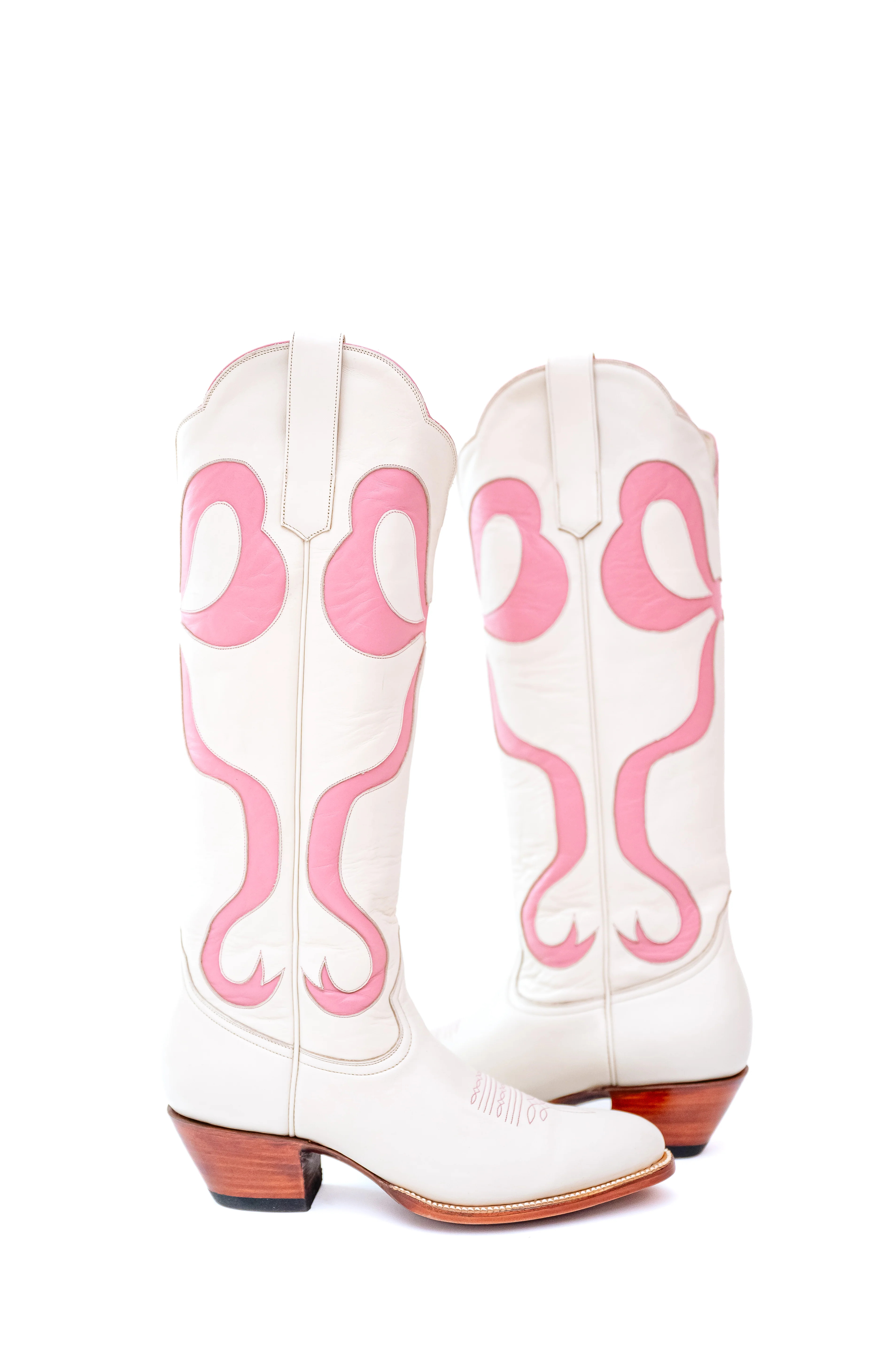 Claire Bow Boot in Bone and Pink | Petite Paloma