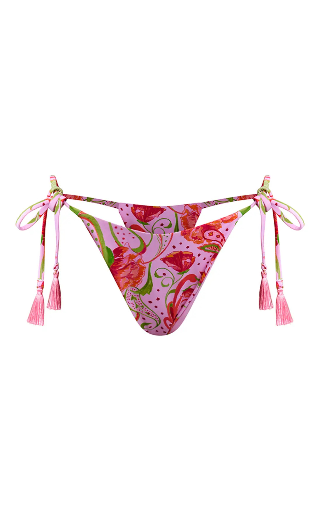 Pink Paisley Printed Tassel Tie Side Bikini Bottoms | PrettyLittleThing US