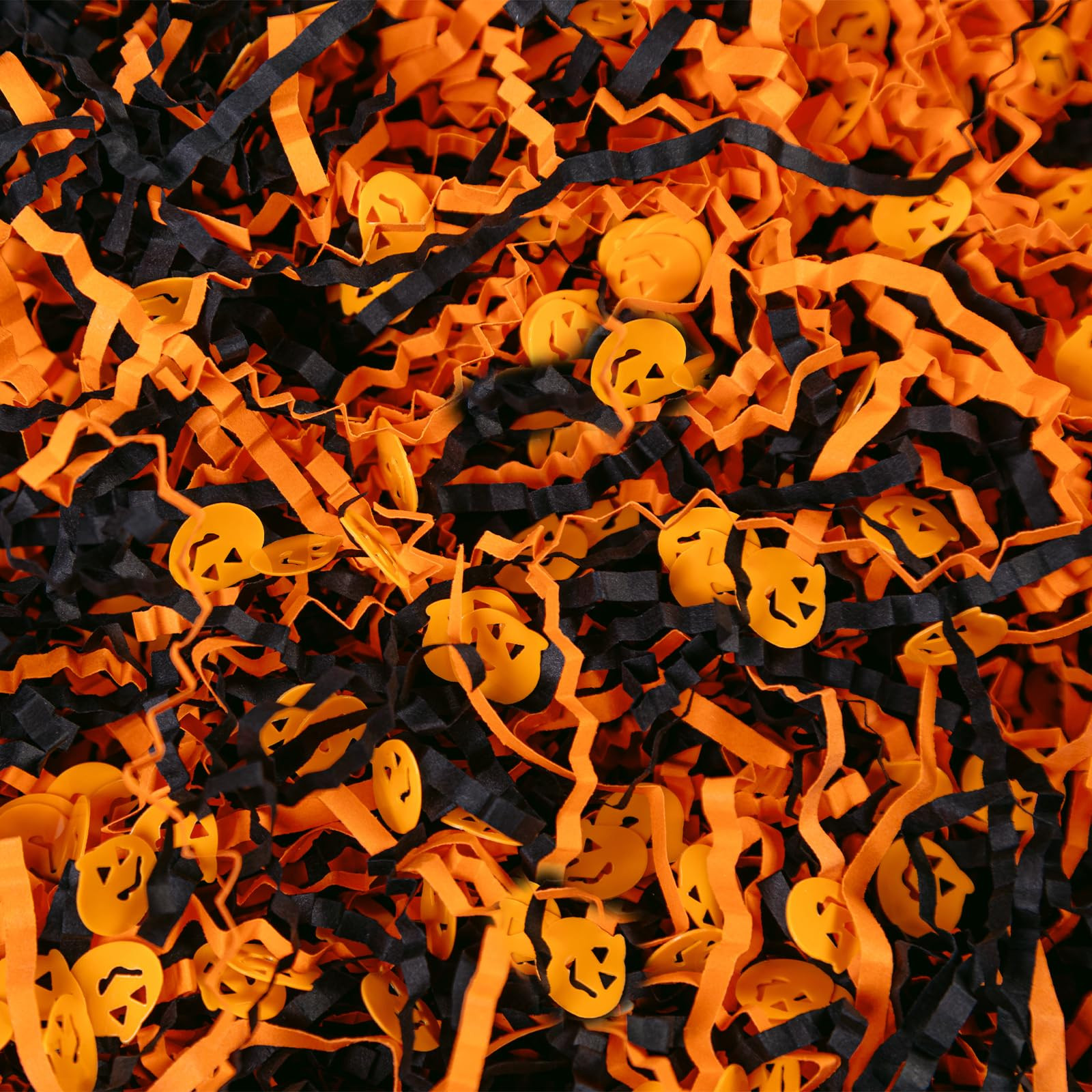 1LB Halloween Crinkle Cut Paper Shred, Black Orange Raffia Paper Sherd Filler Grass with Pumpkin ... | Amazon (US)