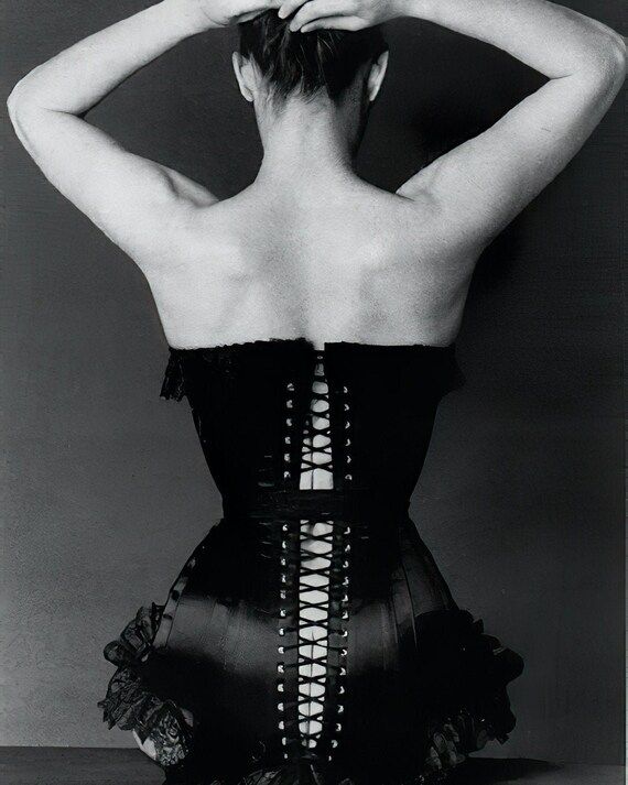 Vintage black corset  ca. 1940's  black & white | Etsy | Etsy (US)