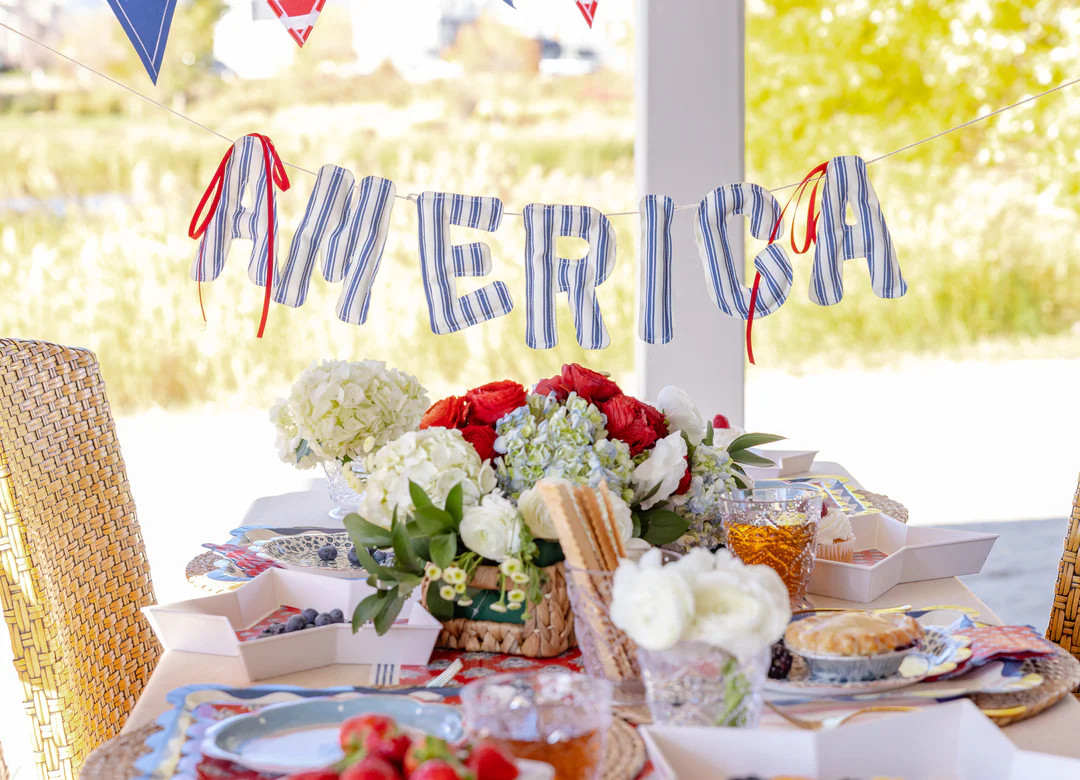 America Ticking Fabric Puffy Banner | My Mind's Eye