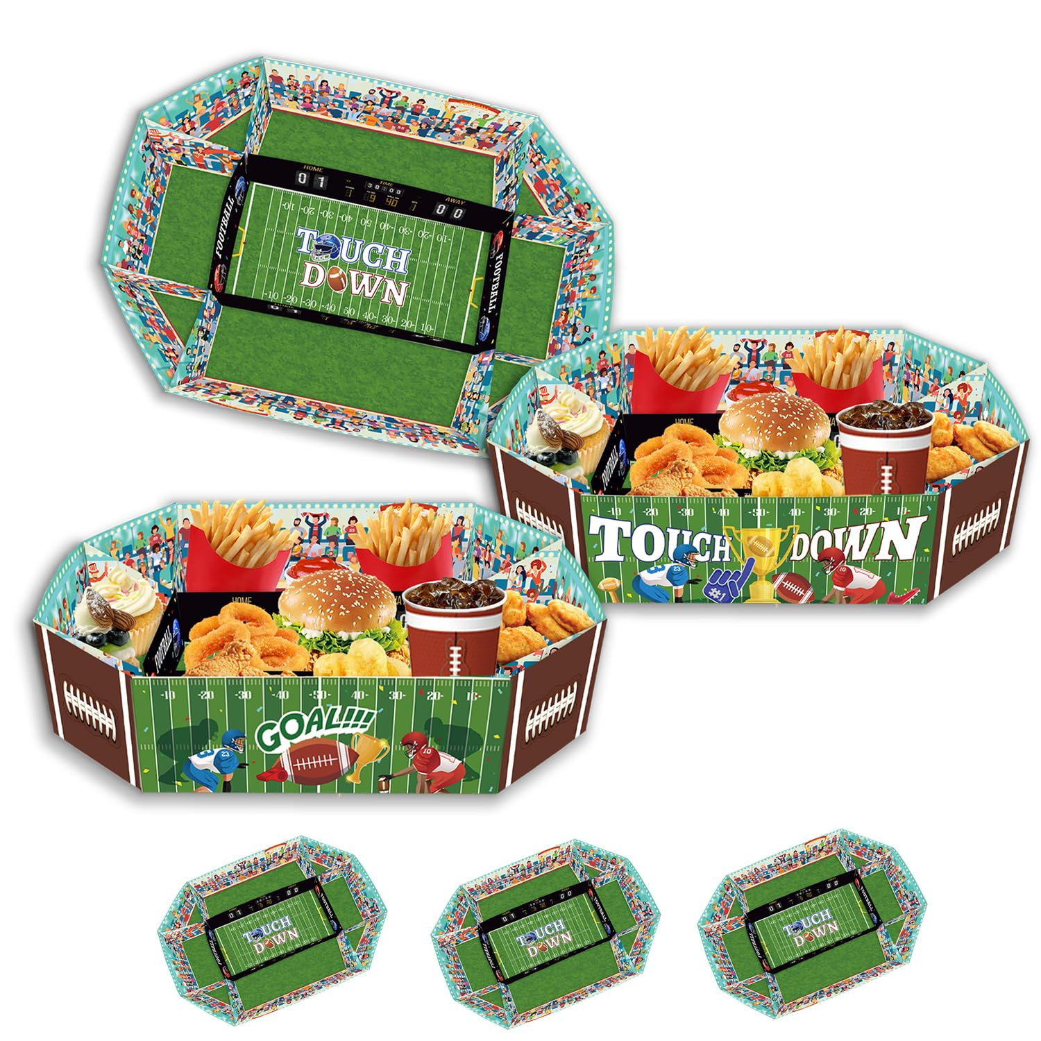 Football Party Supplies Kit - Football Food Tray Set, 3 Pack Football Themed Snack Trays for Tail... | Amazon (US)
