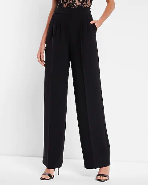 Super High Waisted Open Pleated Wide Leg Pant | Express