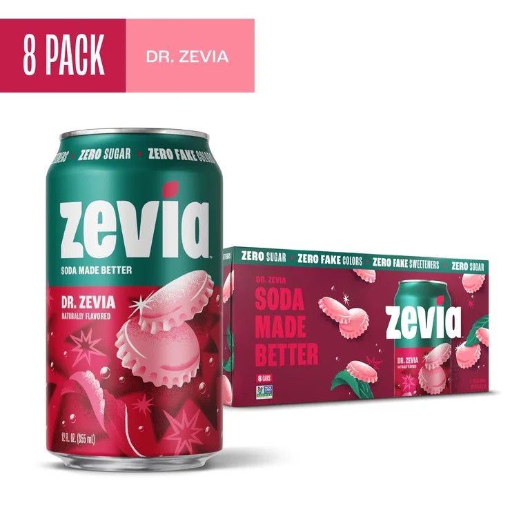 Zevia Zero Calorie, No Sugar Dr. Zevia Soda Pop, 12 fl oz, 8 Pack Cans | Walmart (US)