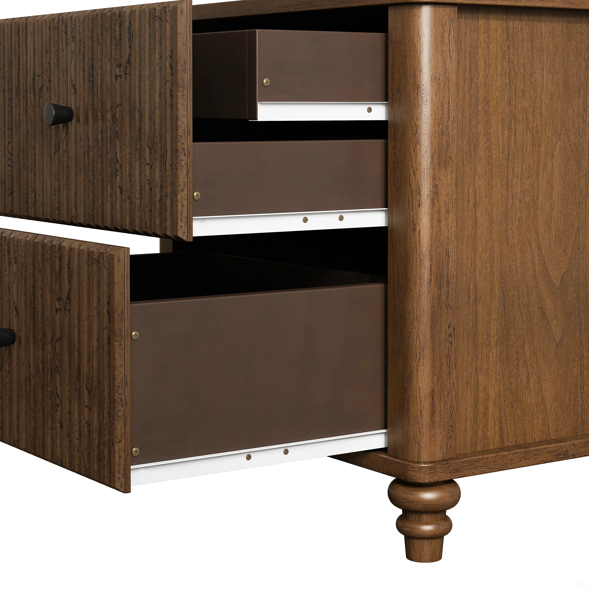 Fluted Nightstand, 21.65" Wide Side Table with 3 Drawers, Mid Century Modern Wood NightStand with... | Wayfair North America