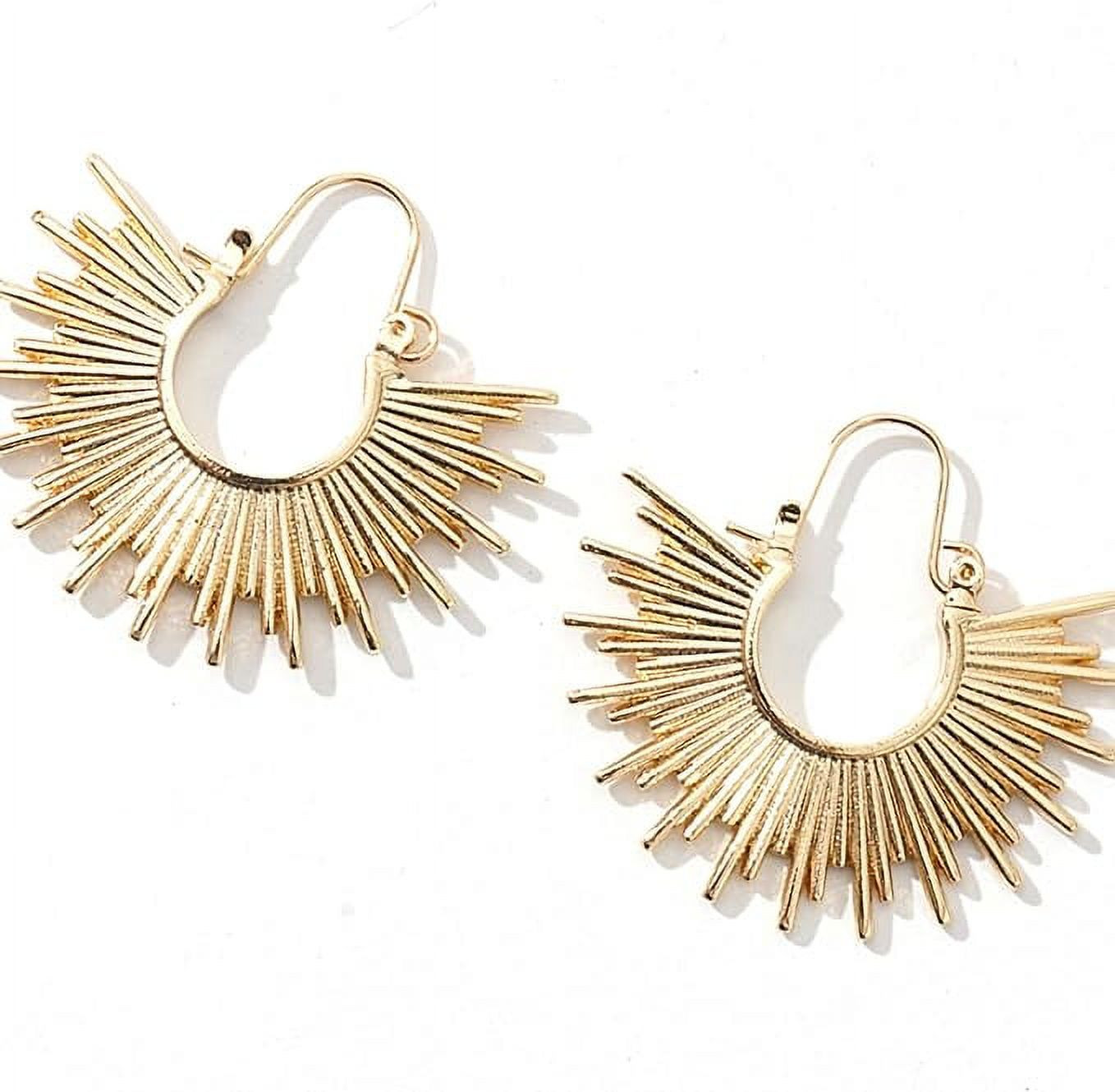 ALLISON ROSE ATELIER - Sunburst Fan Hoop Earrings -16k Gold Plated Spike Earrings – Boho Gold S... | Walmart (US)