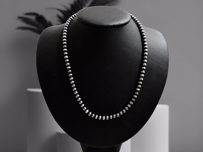 Sterling Silver Genuine 5mm Navajo Pearl Necklace Hand Strung 18” | eBay US