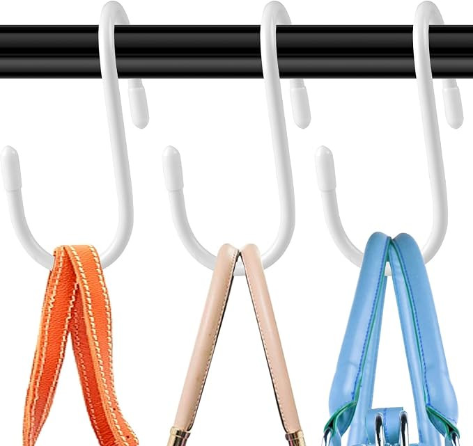 HiGift Purse Hanger for Closet, 8 Pack Unique Twist Design White Vinyl Coated Bag Hooks Organizer... | Amazon (US)