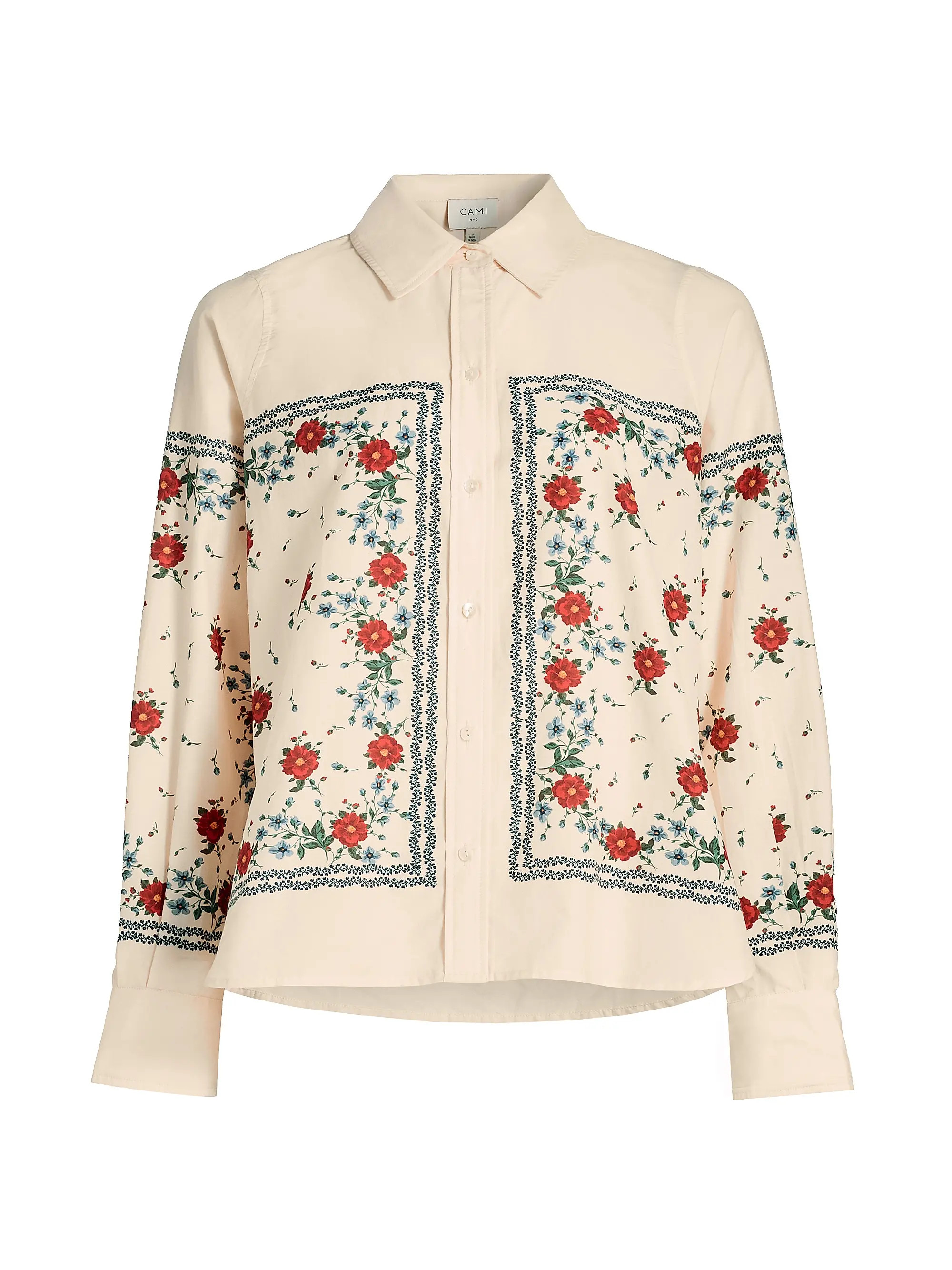 Rafella Printed Cotton-Silk Button-Front Blouse | Saks Fifth Avenue