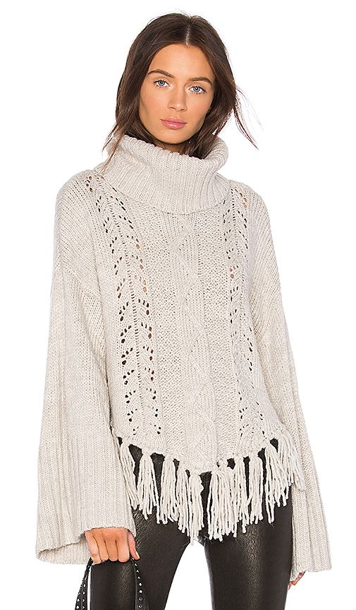 cupcakes and cashmere Prilla Fringe Sweater in Gray. - size L (also in S,XS,M) | Revolve Clothing