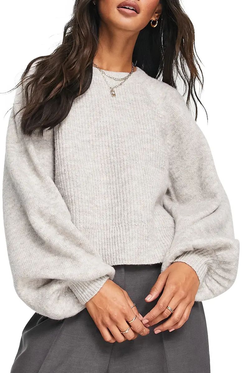 Blouson Sleeve Crop Sweater | Nordstrom