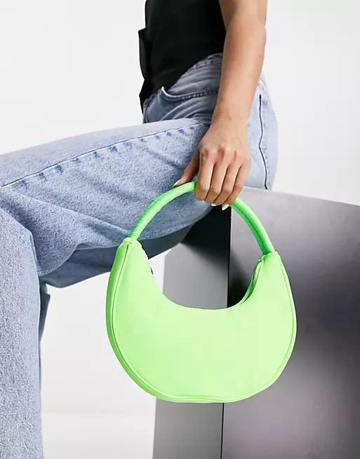 Mango nylon shoulder bag in bright lime green | ASOS | ASOS (Global)