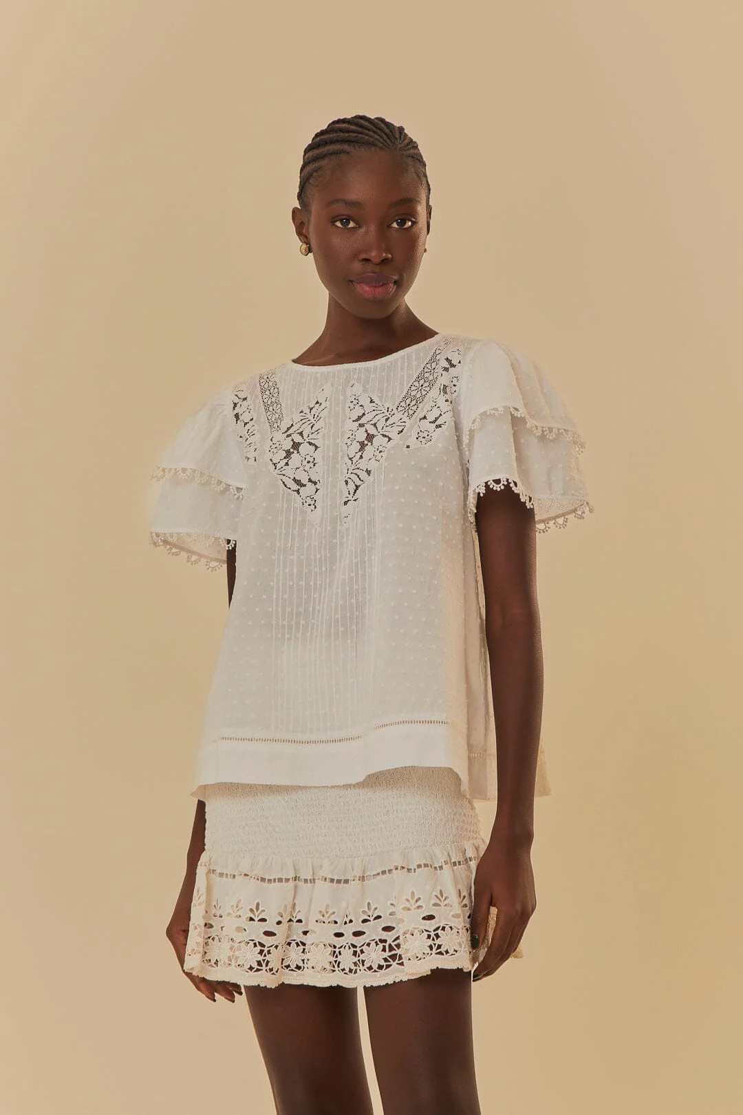 Off-White Ruffle Blouse | FarmRio (US)