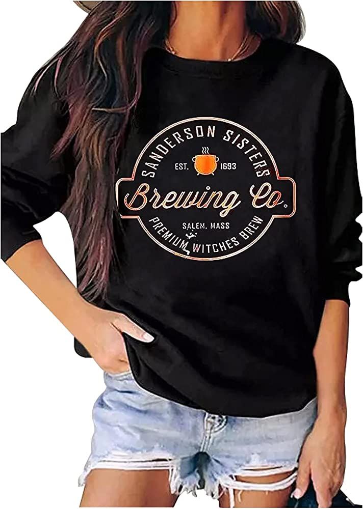 Halloween Graphic Sweatshirt Sanderson Sisters Brewing Co Pullover Tops for Women Fall Crewneck S... | Amazon (US)