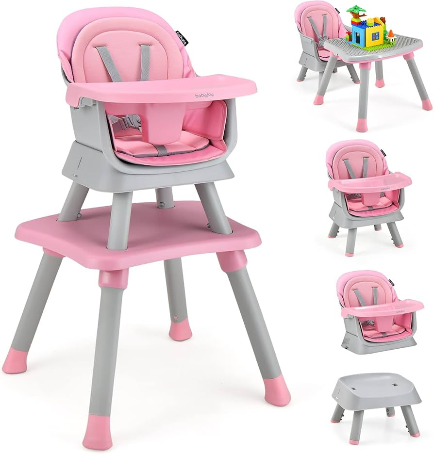 BABY JOY Baby High Chair, 8 in 1 Convertible Highchair for Babies & Toddlers | Booster Seat | Tab... | Amazon (US)