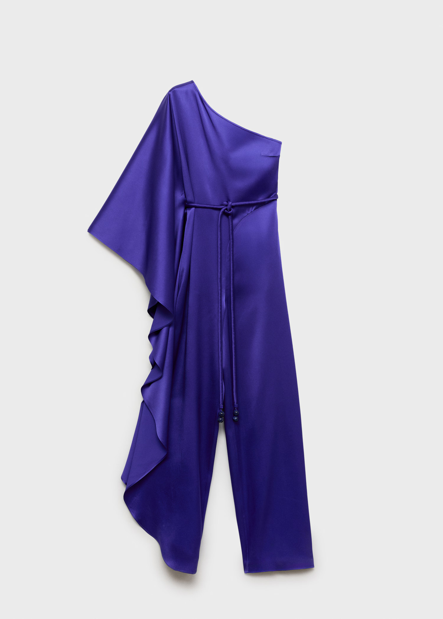 Satin maxi-ruffle jumpsuit - Women | MANGO USA | Mango (US/MX/AU)