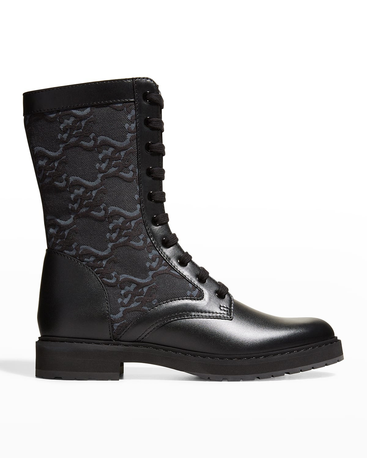 Logo Canvas Combat Booties | Neiman Marcus