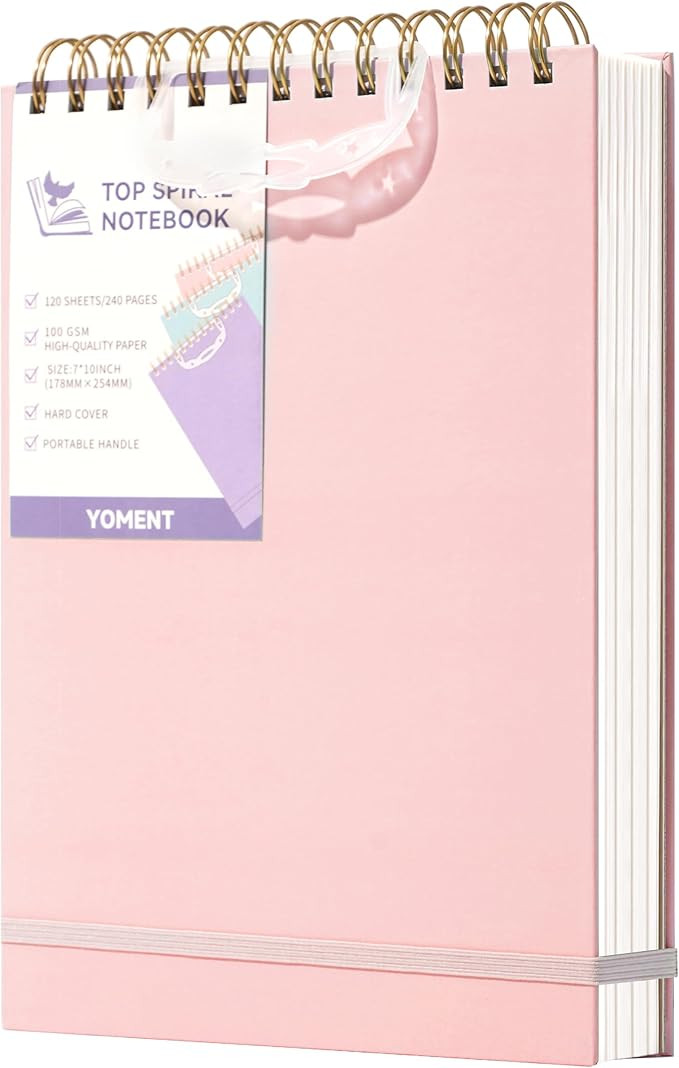 Yoment Top Spiral Notebook, Hardcover Steno Pads, 240 Pages Top Bound Spiral Notebooks, 7"x10" Co... | Amazon (US)