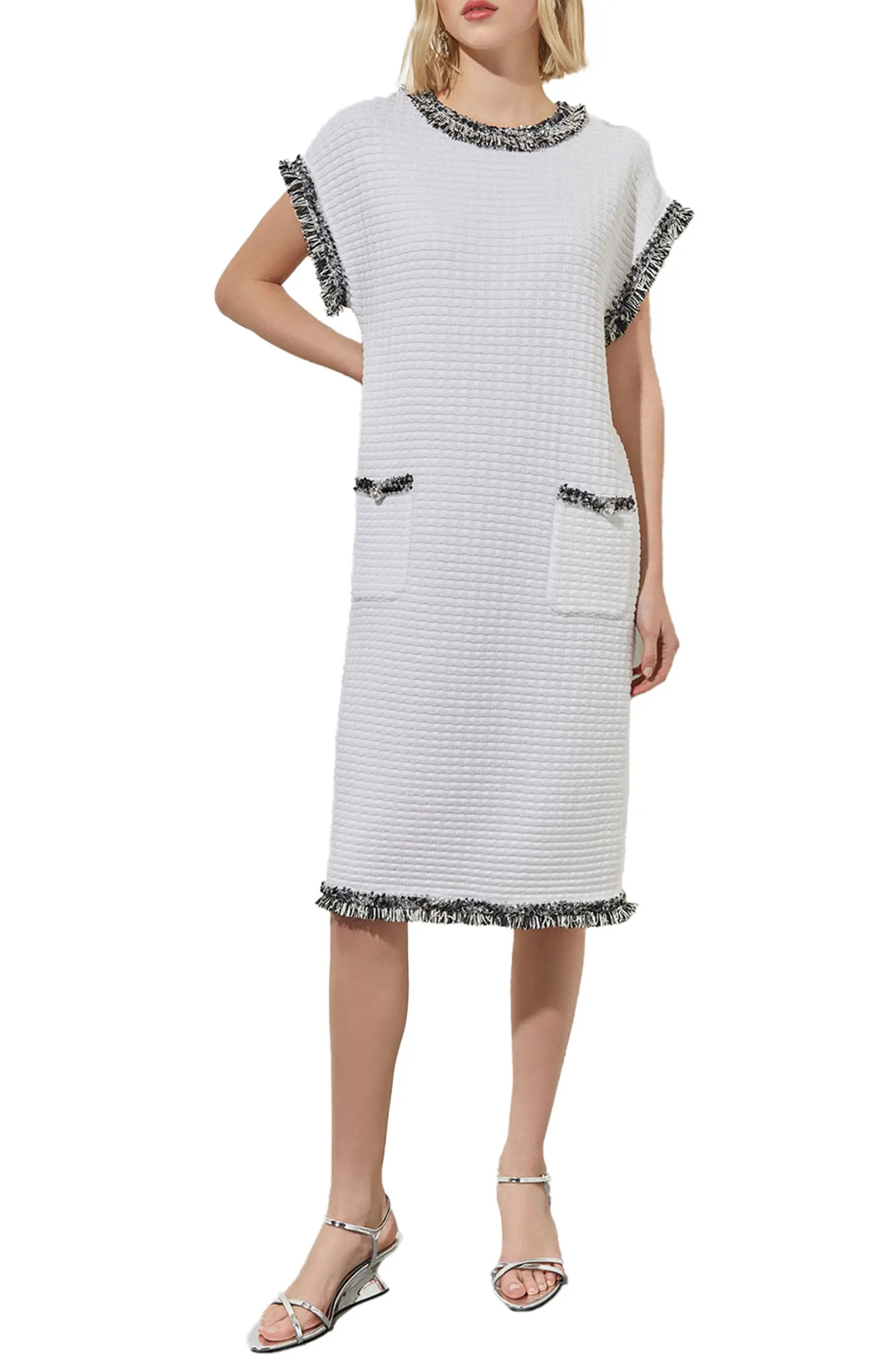 Modern Fit Fringe Trim Tweed Dress | Nordstrom