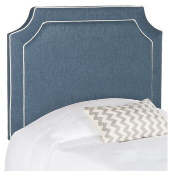 Safavieh Dane Denim Blue/White Piping Twin Synthetic Upholstered Headboard | Lowe's