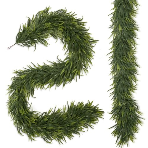 N&T NIETING 2 Pcs Artificial Norfolk Pine Garlands, Real Touch Pine Garland, Faux Greenery Garland Winter Christmas Garland for Table, Mantle, Holiday Indoor Outdoor Christmas Decorations (6 FT) | Amazon (US)