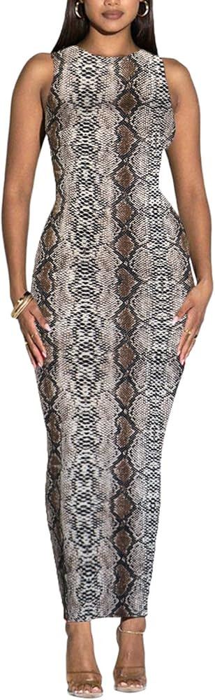 Women's Summer Long Bodycon Dress - Casual Basic Club Party Sleeveless Tank Sheath Dresses | Amazon (US)