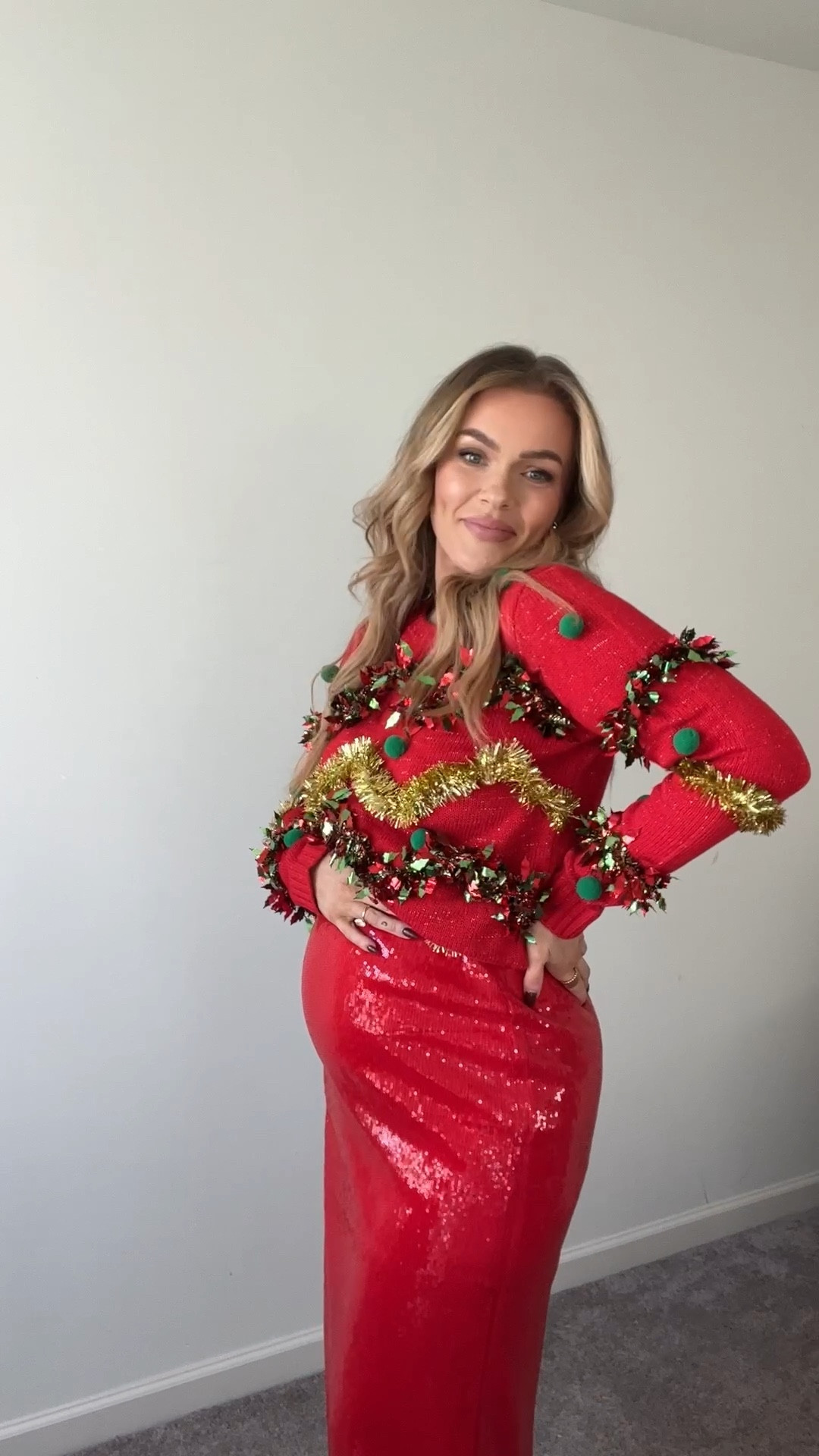 12 Days of Holiday Outfits: Ugly Sweater Edition! Wearing. Skirt is stretchy enough to be bump friendly! Wearing a size Small in skirt and medium in top! 

#LTKparties #LTKfindsunder50 #LTKHoliday