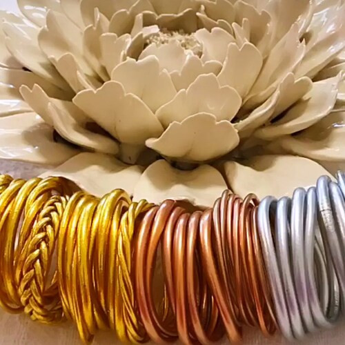 THICK DESIGN CHAMPAGNE lucky charm jelly bracelets stackable bangles friendship bracelet  waterpr... | Etsy (US)