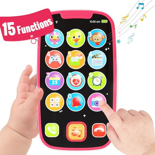 BABYFUNY Toys for 1 Year Old Girl Gifts, 15 Functions 1 Year Old Girl Toys for 1 + Year Old Girl, Baby Kids Toy Phone Baby Toys 12-18 Months 1 Year Old Girl Toys 2 Year Old Girl Toys - Pink | Amazon (US)