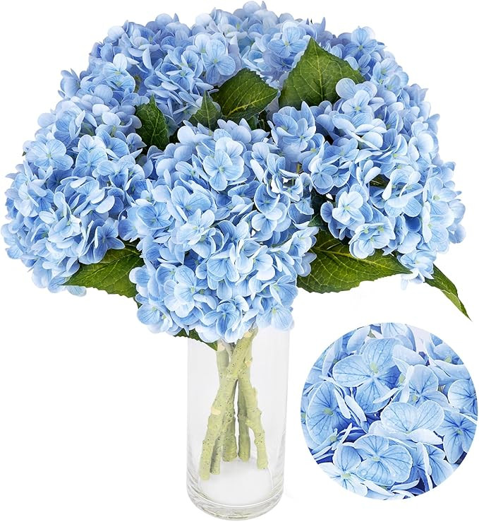 5pcs Hydrangeas Artificial Flowers 21-Inch Hydrangea Artificial Flowers Realistic Hydrangea Lifel... | Amazon (US)