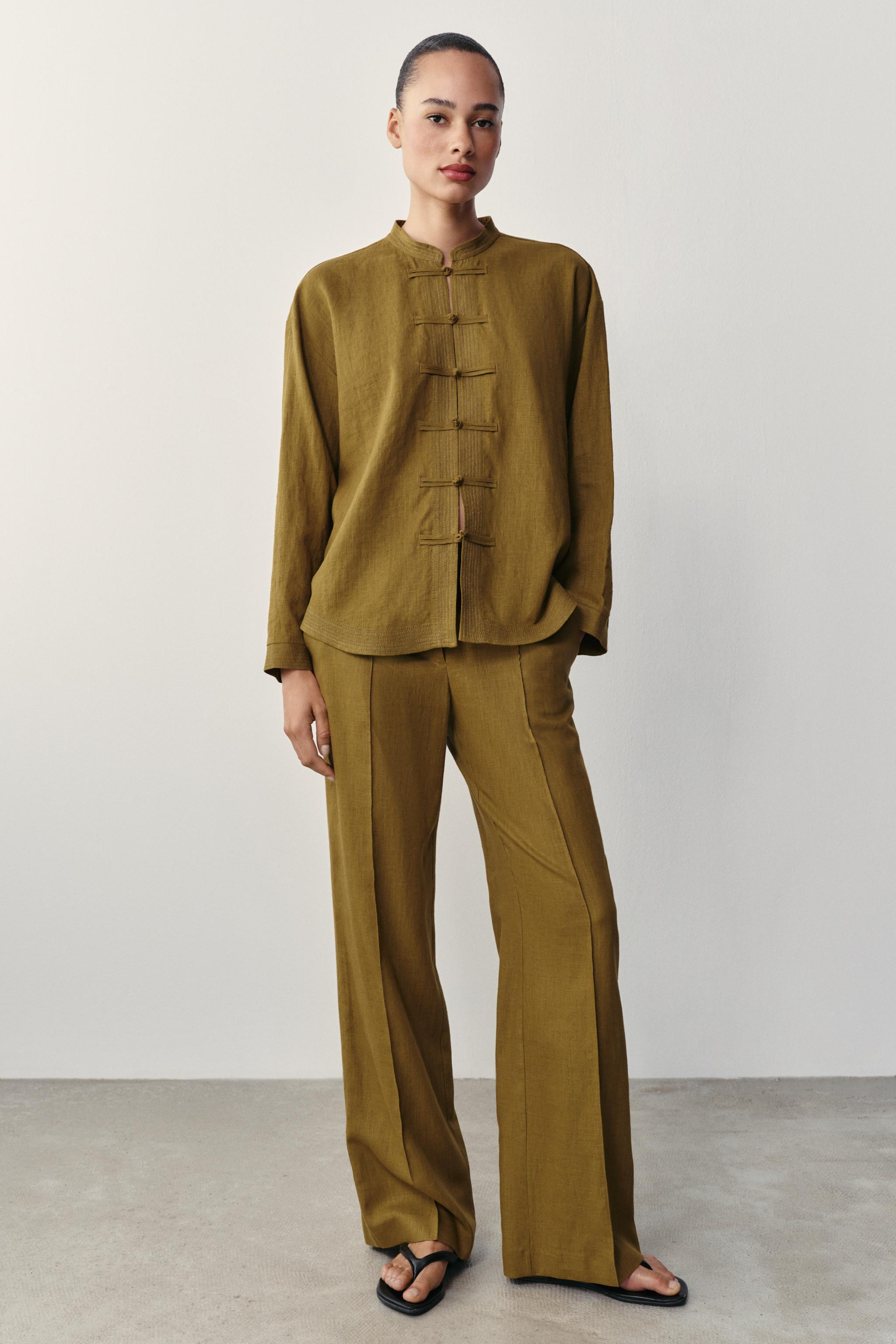 LINEN SHIRT WITH FROG FASTENING | Zara US