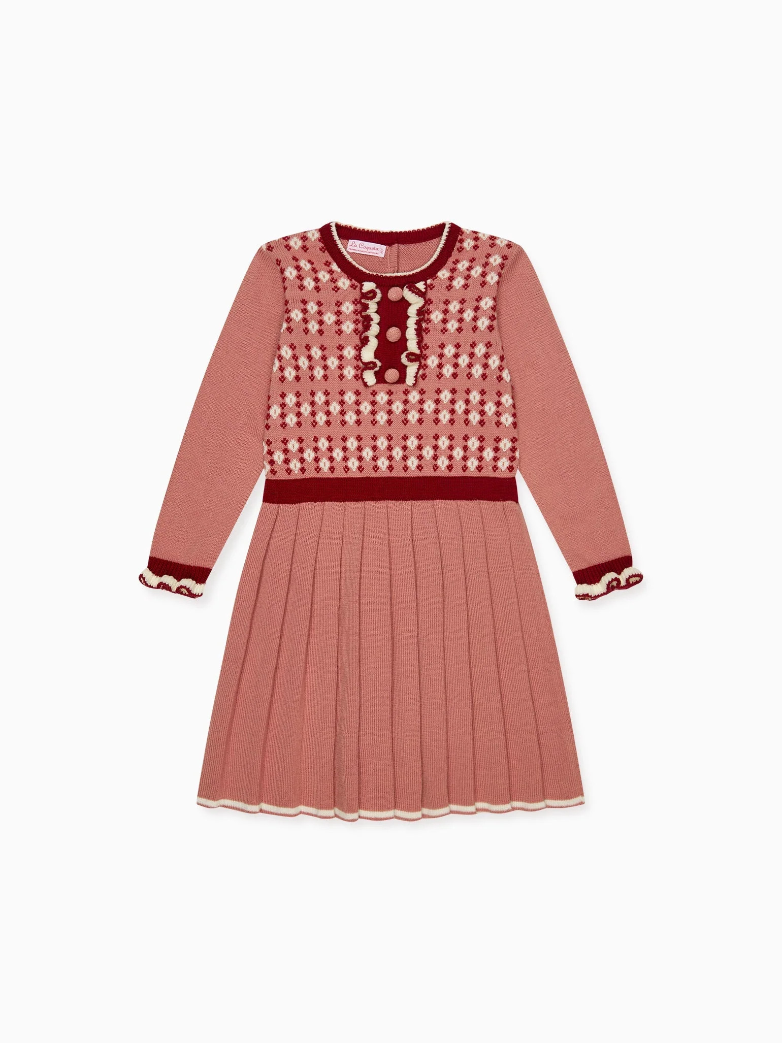 Dark Pink Oracia Merino Girl Knitted Dress | La Coqueta (US)