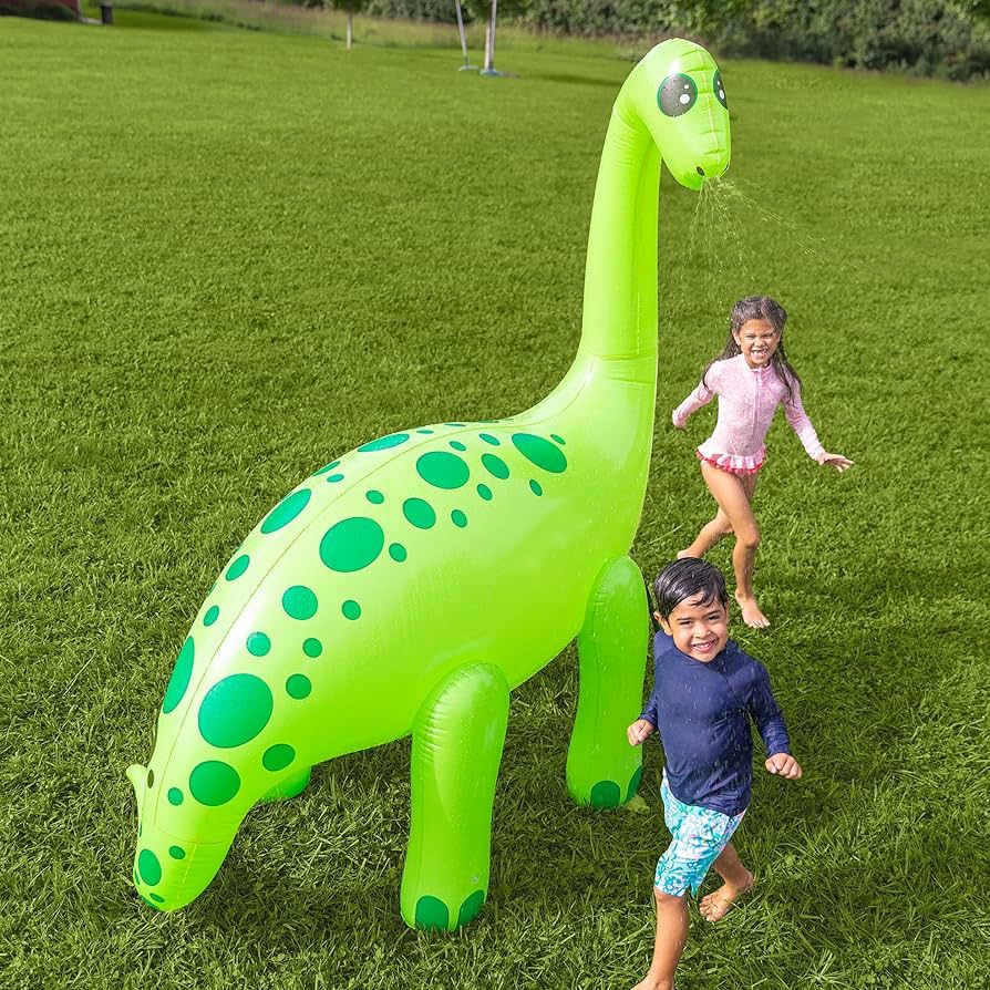 Hearthsong 7-Foot Inflatable Dinosaur Sprinkler, 6’L x 3’W x 7’H, Water Streams up to 10 ft... | Amazon (US)