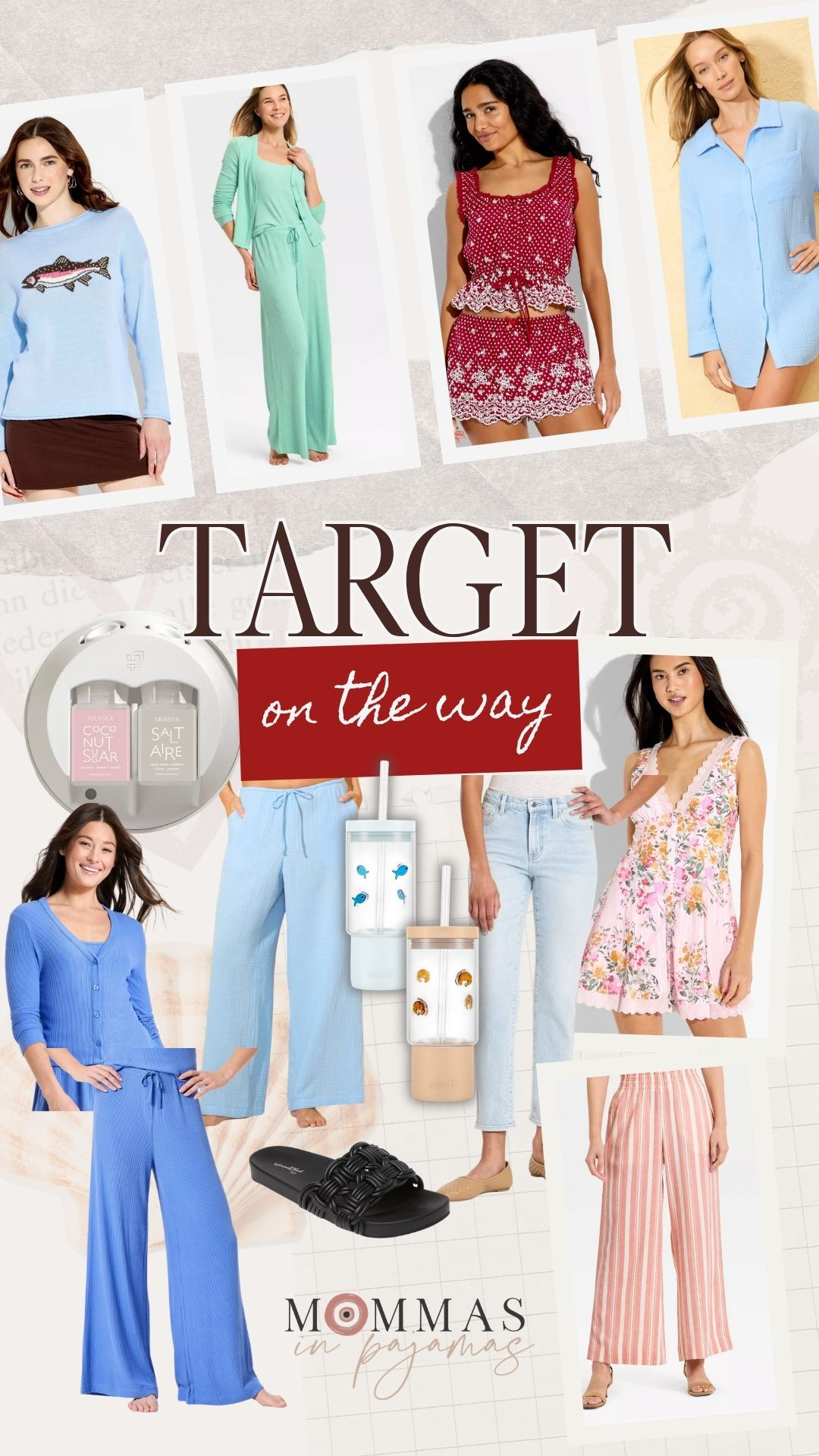 Recent order from Target! Petite friendly jeans, gauzy pants, striped wideleg pants, matching set, red country concert set, fish marine sweater, swim cover-up, and a spring dress. Also grabbed some black slides, fish glass tumbler, croissant glass tumbler, and Saltaire diffuser starter kit. Spring outfit inspo, loungewear, petite friendly outfits 

 #LTKgrwm #LTKSeasonal #LTKHome