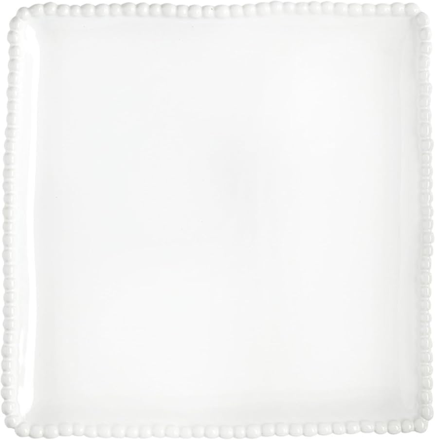 Santa Barbara Design Studio Serving Platter - Square Ceramic Tray with Beaded Rim, 10", White | Amazon (US)