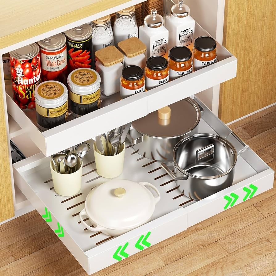 Delamu Pull Out Cabinet Organizer, Expandable (11.8"-19.7") Pull Out Drawers for Cabinets, Slide ... | Amazon (US)