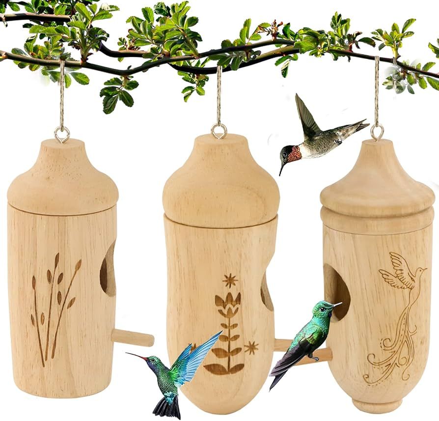 OROGHT Hummingbird House - Natural Wooden Hummingbird Houses for Outside Hanging, Gardening Gifts... | Amazon (US)