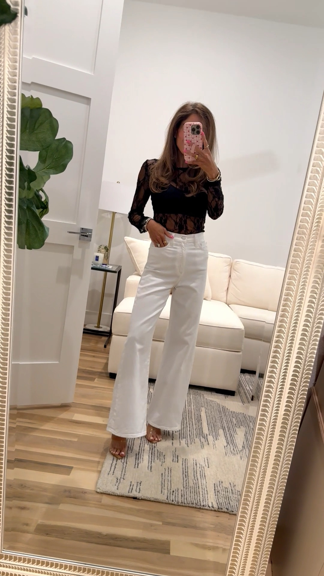Amazon date night outfit idea white jeans size 23 lace sheer top smallest size 

#LTKootd #LTKPetite #LTKgrwm