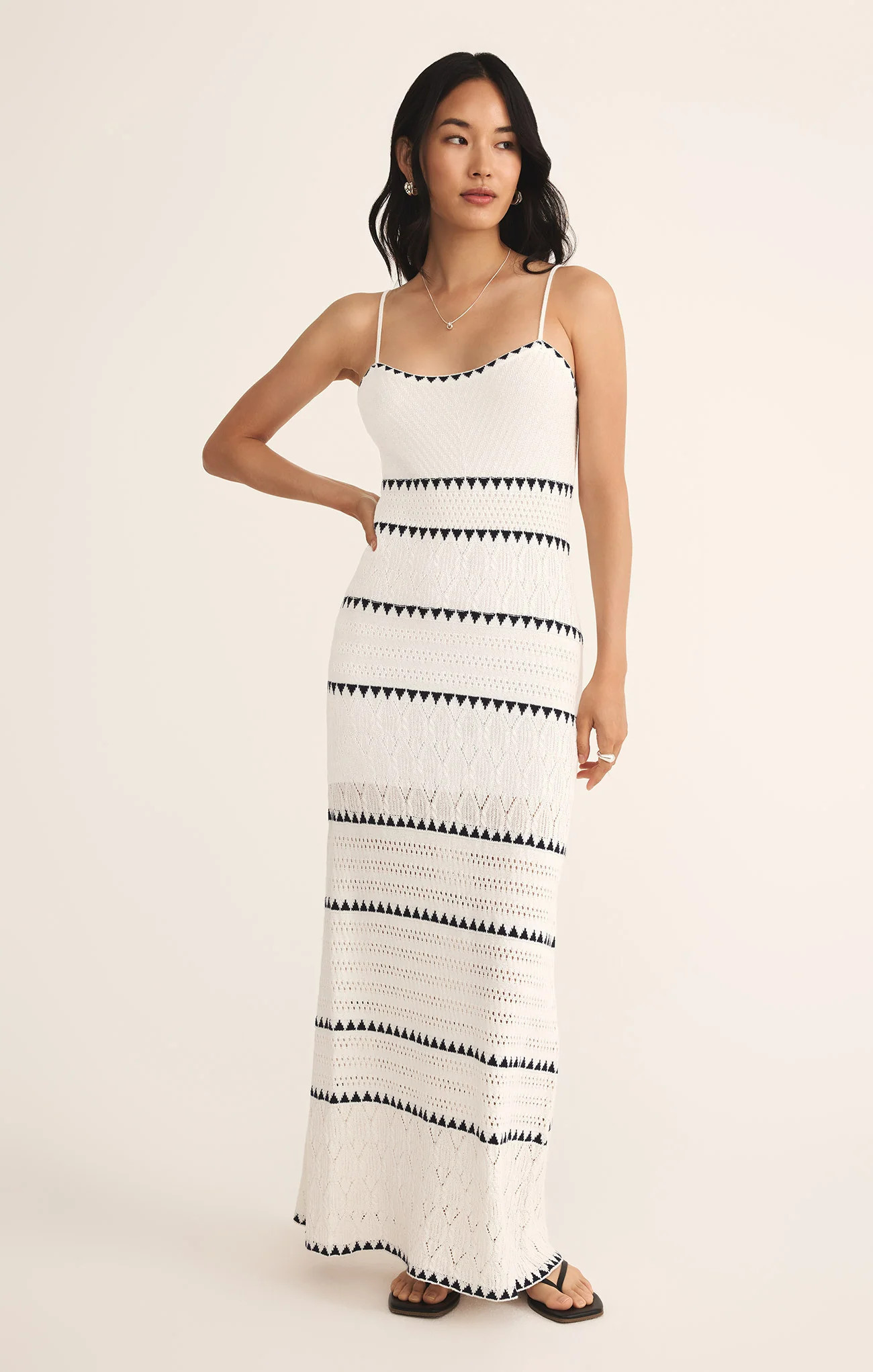 Z SUPPLY Women's Catamaran Crochet Striped Maxi Dress, White, Medium | Z Supply