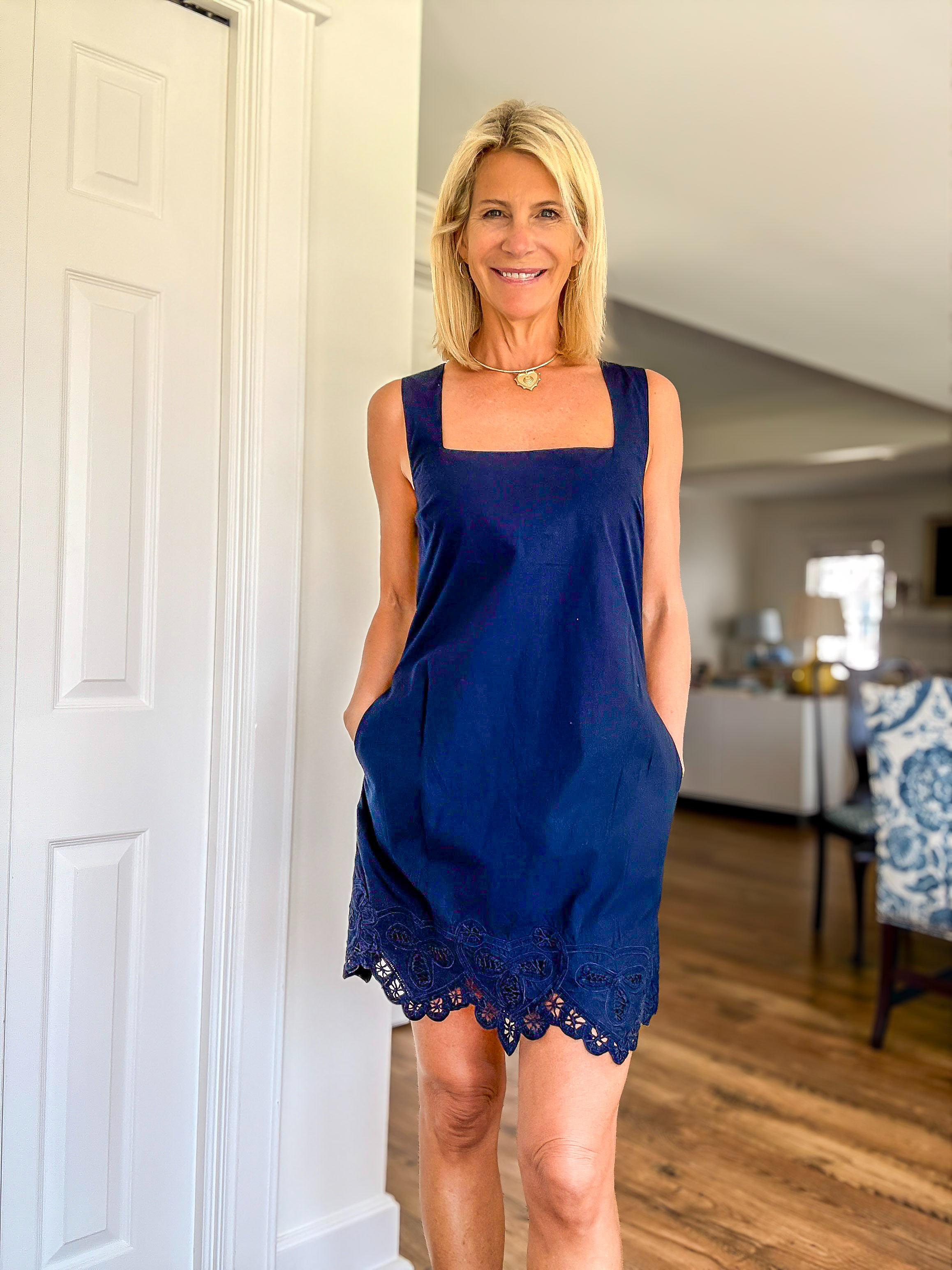 This navy linen mini dress is one of those effortless summer pieces you’ll reach for on repeat. The relaxed shift silhouette, pockets, and beautiful scalloped embroidery hem make it feel polished while staying cool and comfortable.

💡 LTK MADE EASY

❤️ Heart = Support my posts
🔖 Save = Get sale & restock alerts
📋 Lists = Keep favorites organized
📲 Share = Send to yourself for later
💬 Comment = Ask me anything 

 #LTKootd #LTKSeasonal #LTKOver40