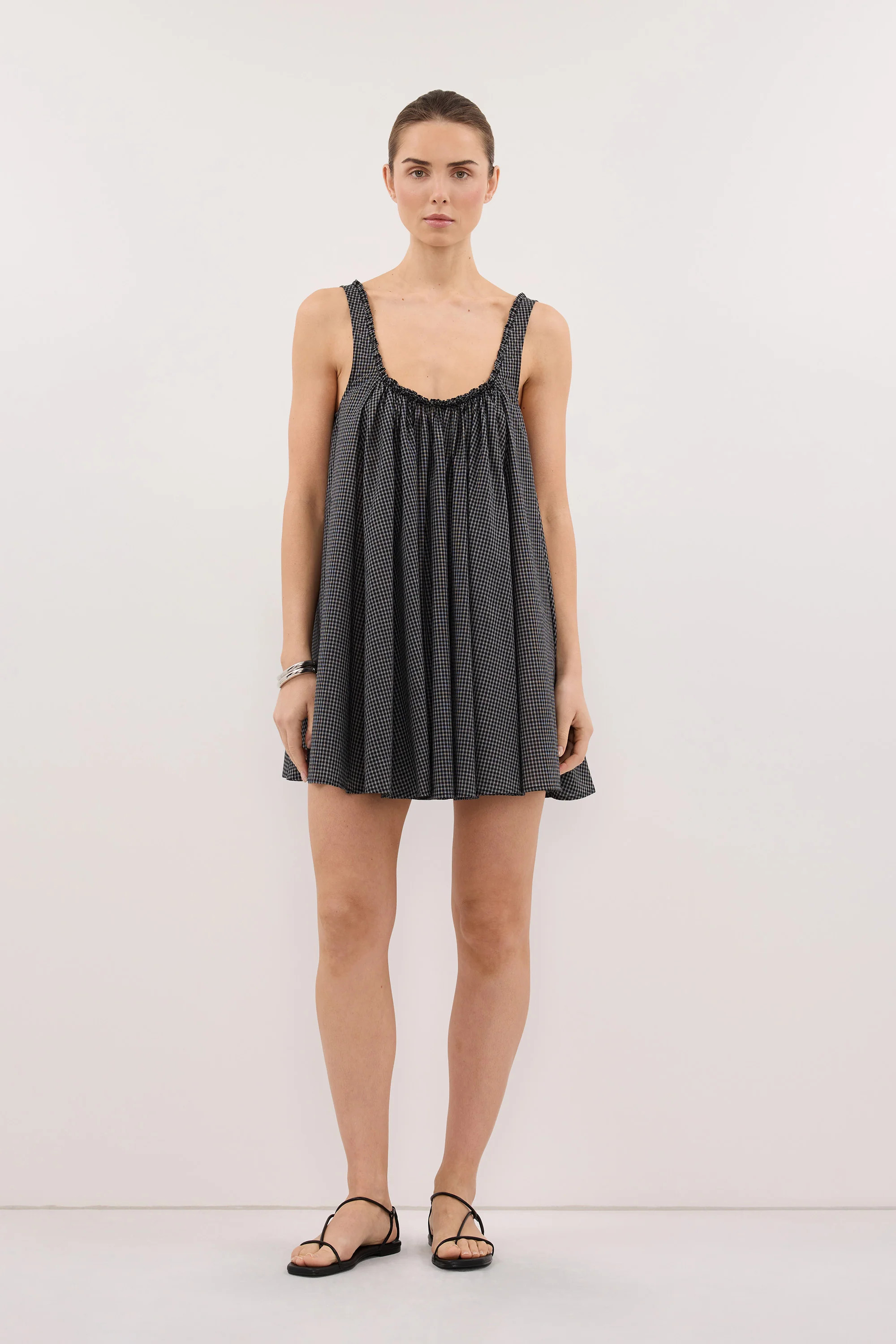 ARABELLA BLACK CHECK MINI DRESS | DISSH