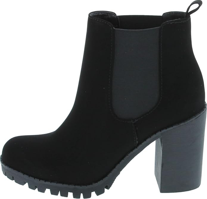 Soda Glove - Ankle Boot w/Lug Sole Elastic Gore and Chunky Heel | Amazon (US)