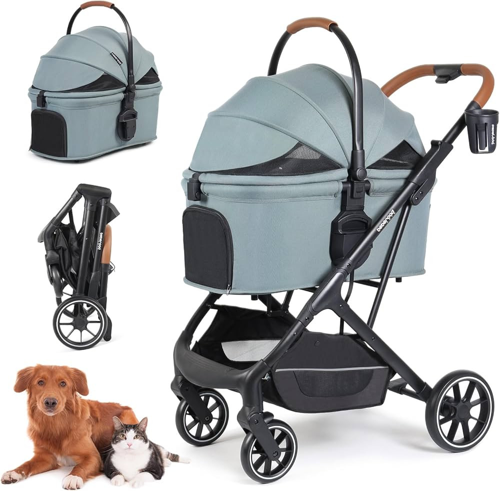 T6 Luxury Pet Stroller for Medium Dog Under 66lbs or 2 Small Dogs & Cats, Foldable and Carrier -D... | Amazon (US)