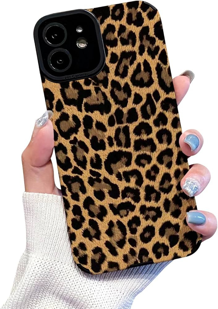 Reownest for iPhone 12 Case Cute Brown Leopard Pattern Leather Aesthetic Phone Case for Women Gir... | Amazon (UK)