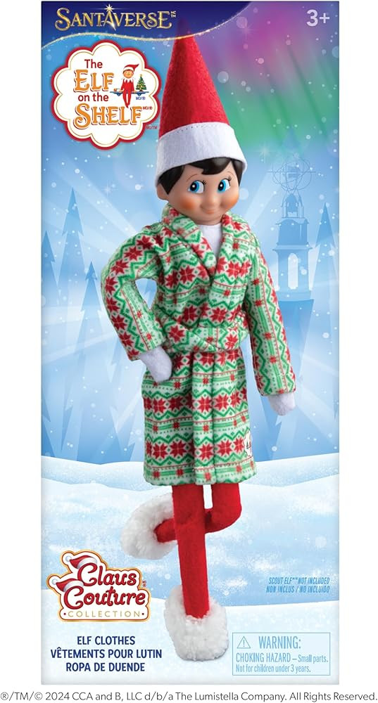 The Elf on the Shelf Claus Couture Snuggly Robe and Slippers Set – Cozy Holiday Outfit Clothes ... | Amazon (US)