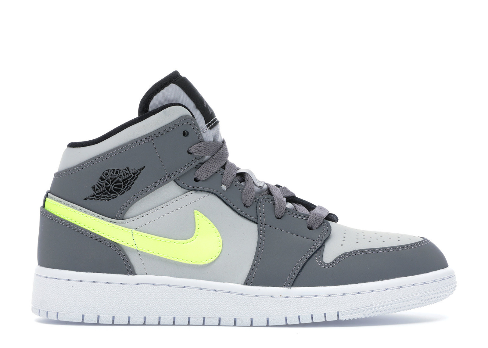Jordan 1 Mid Sneakers in Gunsmoke/Volt/Neutral Grey | StockX