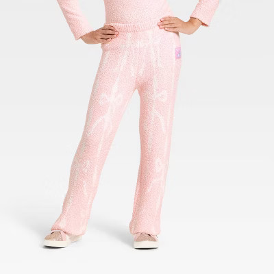 Girls' The Aristocats Marie Bow Printed Boucle Pants - Light Pink L Plus | Target