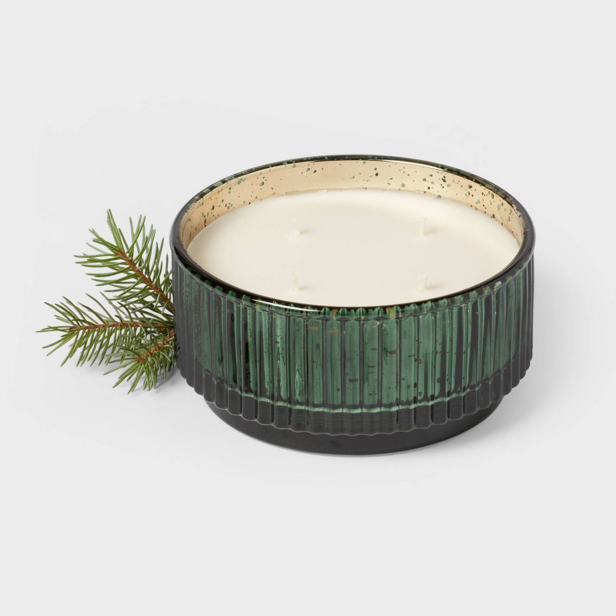 24oz Mercury Footed Ribbed Glass with Dustcover Green/Forest Fir - Threshold™ | Target