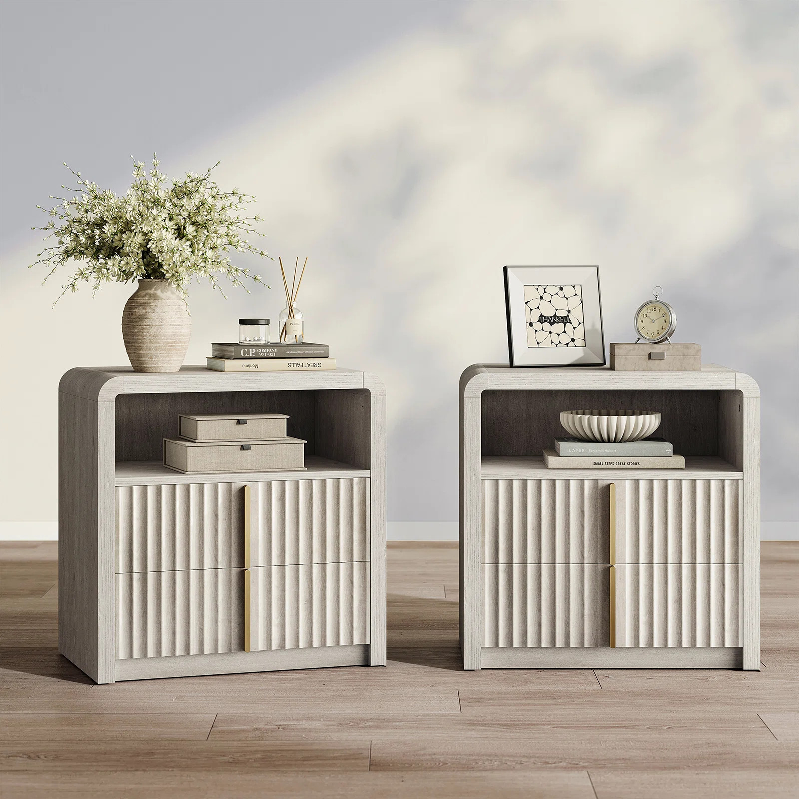 3 Piece Bedroom Set, Fluted 9-drawer Dresser and Nightstand | Wayfair North America