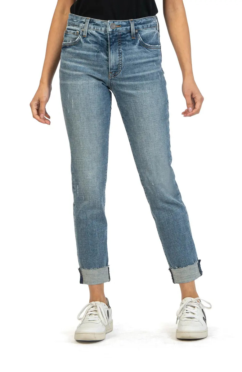 KUT from the Kloth Catherine High Waist Raw Hem Boyfriend Jeans | Nordstrom | Nordstrom